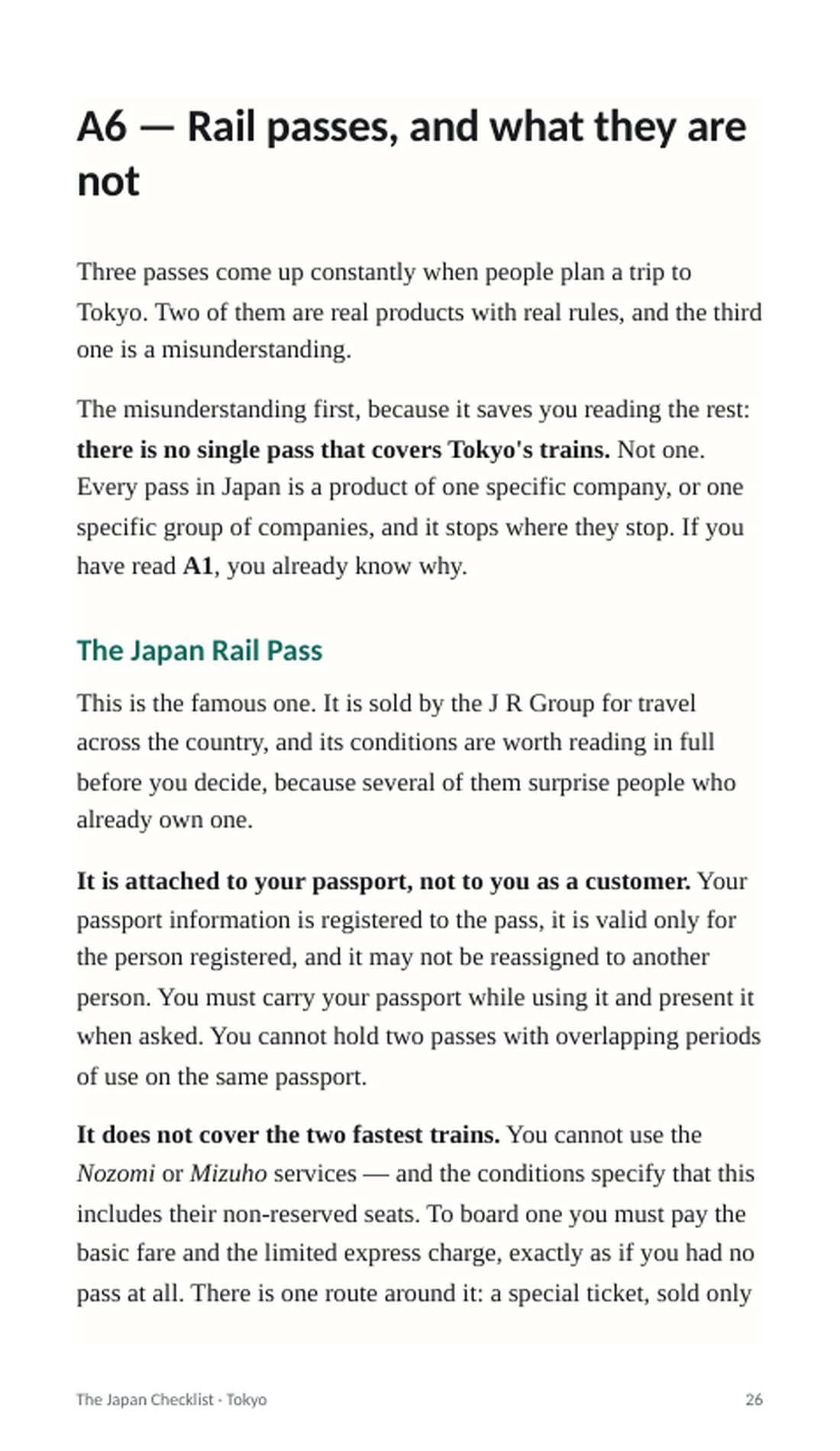 A6, rail passes and what they are not